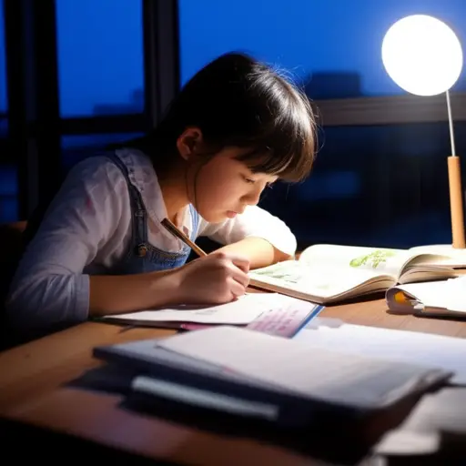 她一整天都在学习。