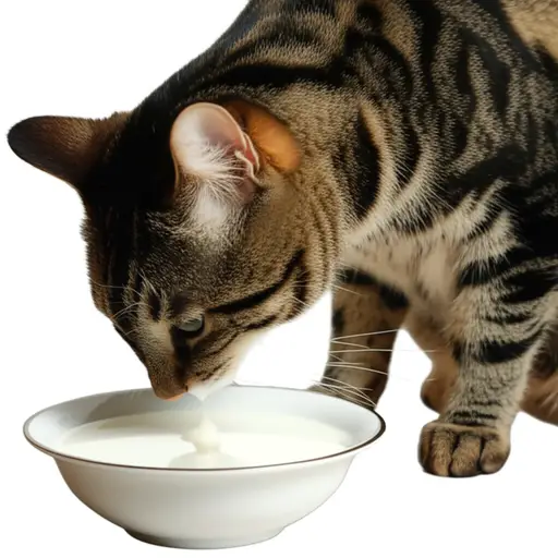 这只猫在喝牛奶。