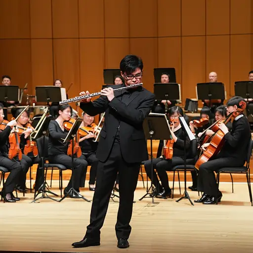 他是该市青年管弦乐团的首席长笛手。