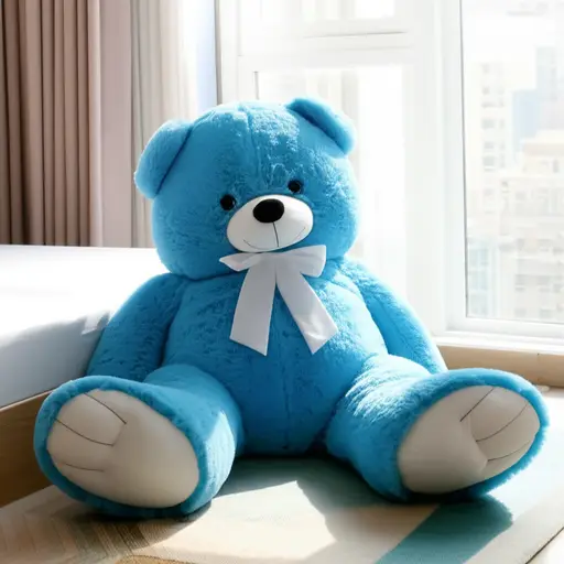 我的熊很大，而且是蓝色的。