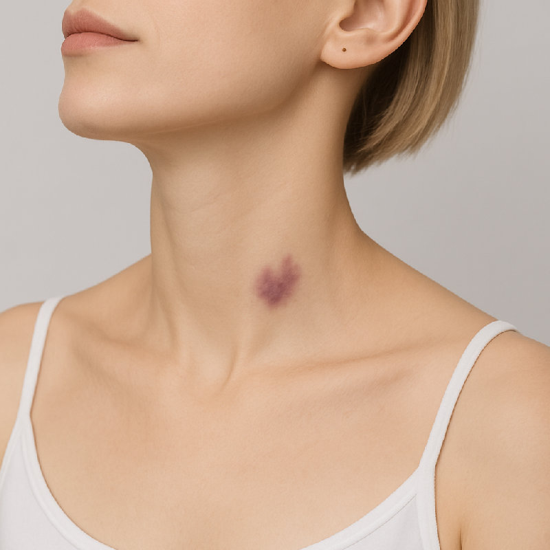 她脖子上有一个草莓印。