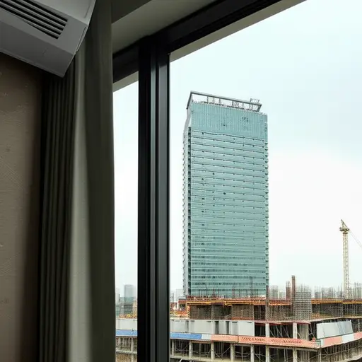 我们的酒店房间就在建筑工地的正上方。