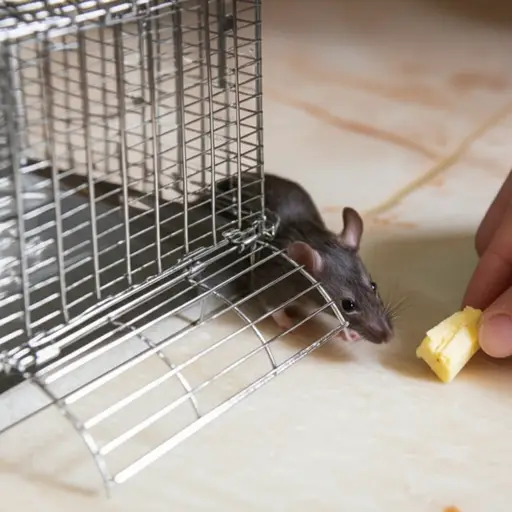 大约花了十分钟才把老鼠弄进它的笼子里。