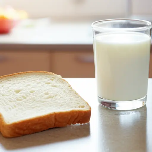 我早餐吃了面包和牛奶。