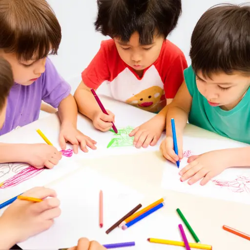 孩子们喜欢用色彩鲜艳的蜡笔画画。