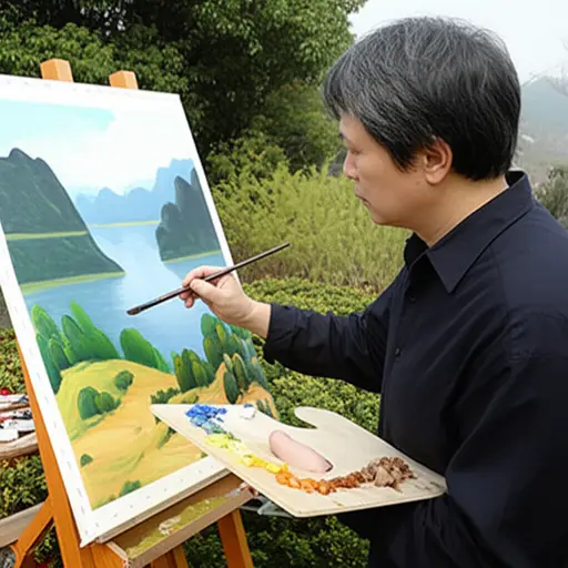 这位画家擅长画风景画。