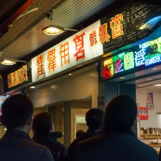 商店上方的明亮招牌帮助顾客找到它。