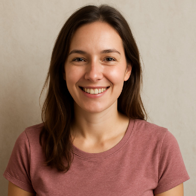 她看到朋友时微笑了。