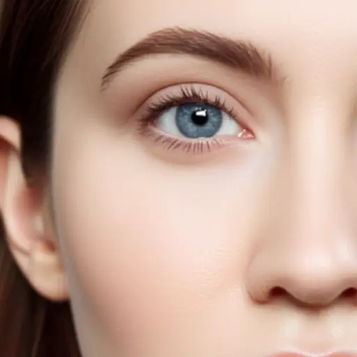 她有蓝眼睛和白皙的皮肤。