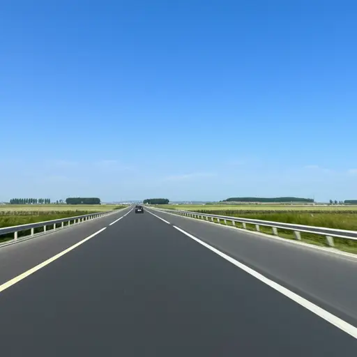 汽车沿着高速公路平稳行驶。