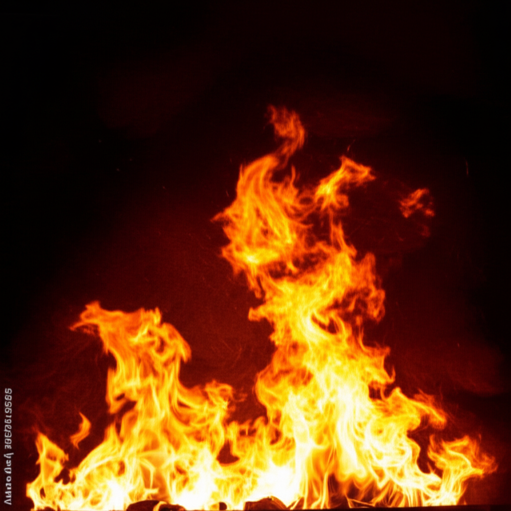 火焰在黑暗中燃烧着。