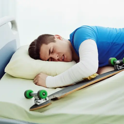 他因滑板事故导致手臂骨折。