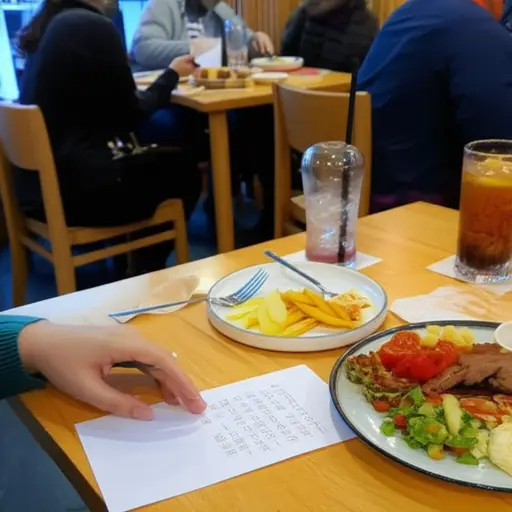 我把地址写下来，然后离开了餐厅。