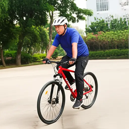 那位骑自行车的人为了安全戴了头盔。