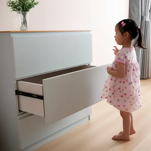 我妹妹总是忘记关抽屉。