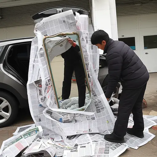 你最好在用报纸把镜子包起来再放进车里。