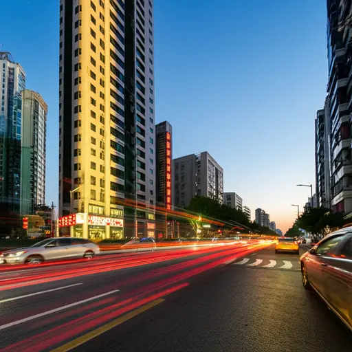 下午，那栋高楼在街道上投下了长长的影子。