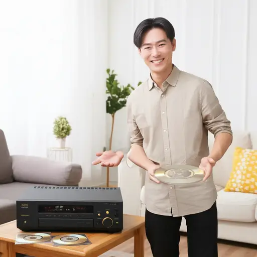 我爸爸刚买了一台新的CD播放机。