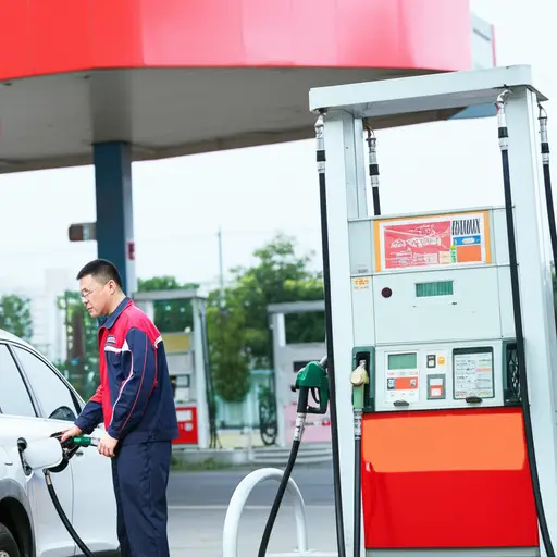 我爸爸在加油站工作。