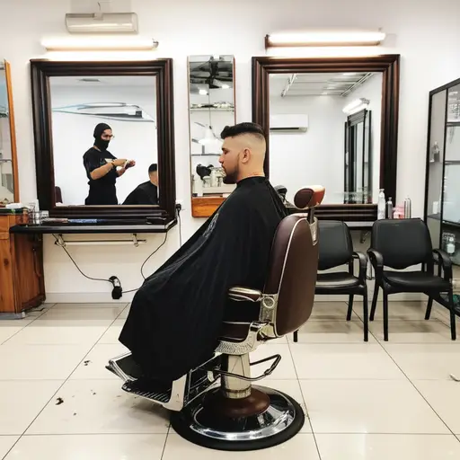 他每月去一次理发师那里。