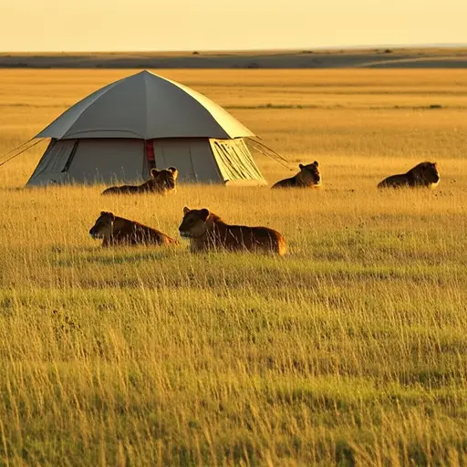 第一晚我们在狮子群附近露营。