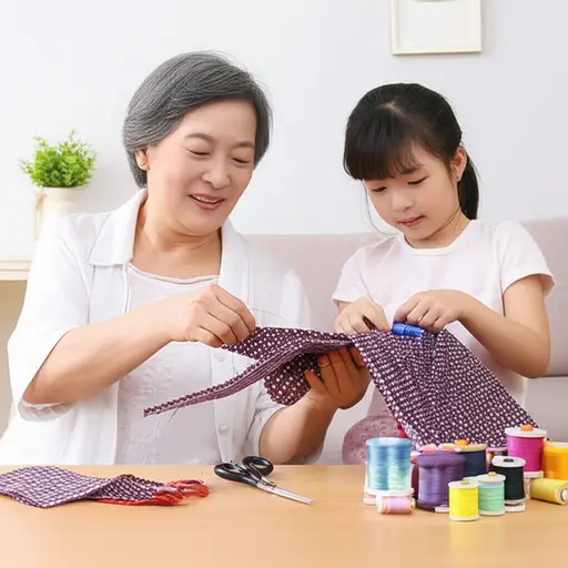 我的祖母教我缝纫。