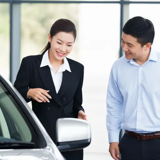 那位女销售员给我看了那辆车。