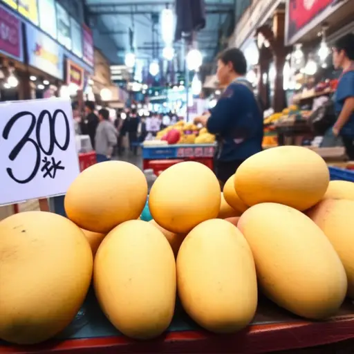 我在市场买了一些多汁的芒果。