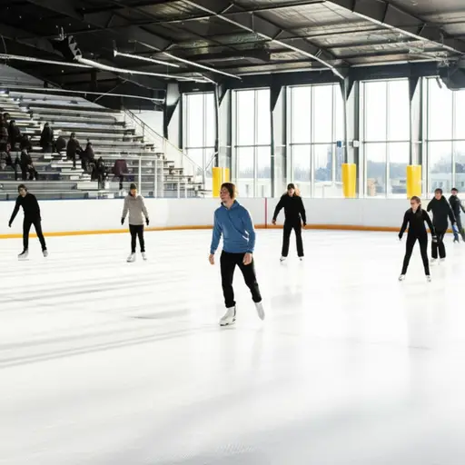 我们周末经常去滑冰场。