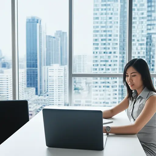 目前她在国外工作。