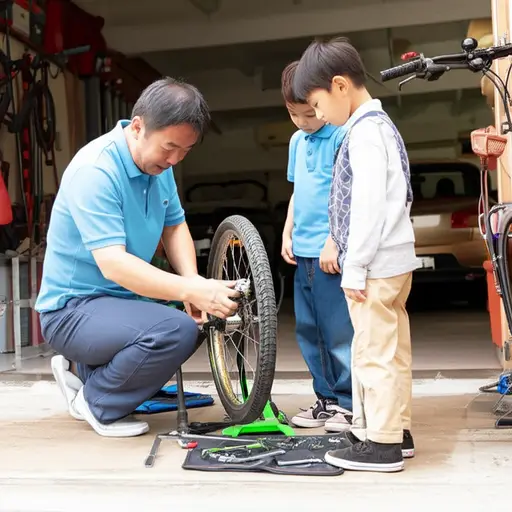 我爸爸帮我修了自行车。