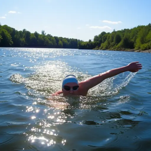 那名游泳者仅用十分钟就渡过了河流。