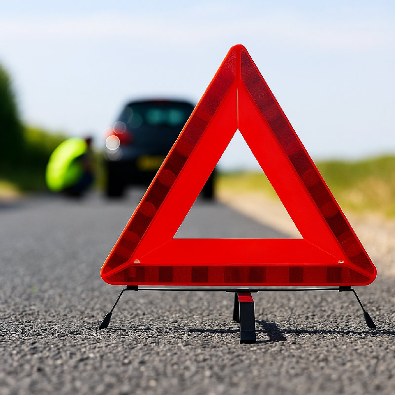 检查车辆时，请先摆放好三角警示牌。