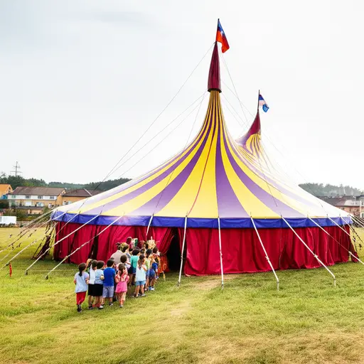 马戏团来到镇上时，我们去看了一场精彩的表演。