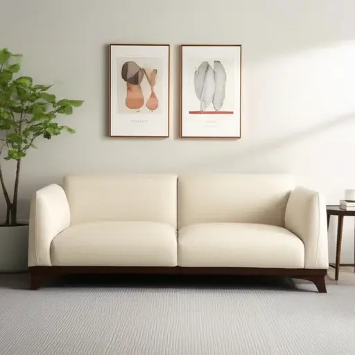 沙发是漂亮的奶油色。