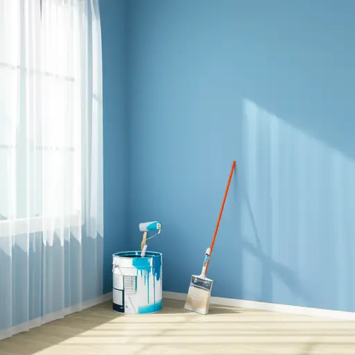 我们把卧室漆成了蓝色。