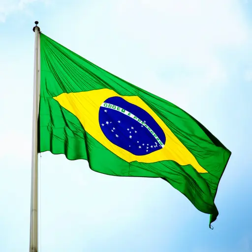 巴西国旗是黄、绿、蓝三色的。