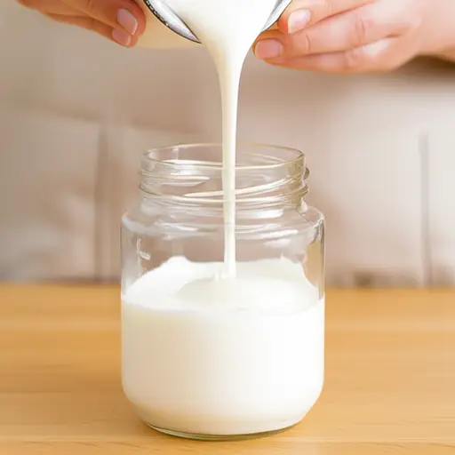 她把罐子装满了奶油。