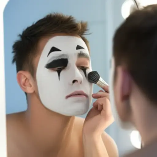 那个小丑把脸涂成了白色。