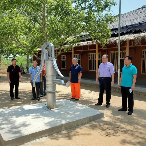 村庄安装了一个新的水泵。