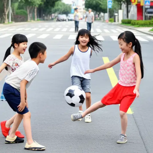 我能听到孩子们在街上玩耍的喊叫声。