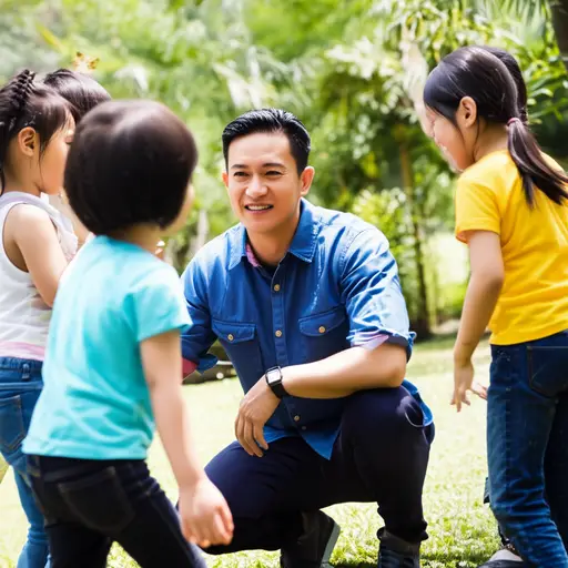 他非常擅长与孩子相处。