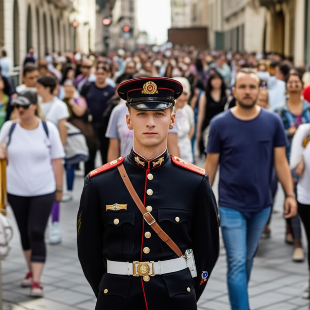 他的制服看起来很正式。
