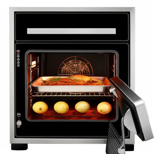 小羊羔和土豆一起在特殊烤箱里烤。