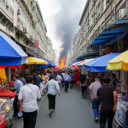 炸弹在一个繁忙的市场附近爆炸了。