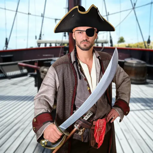 他打扮成海盗。