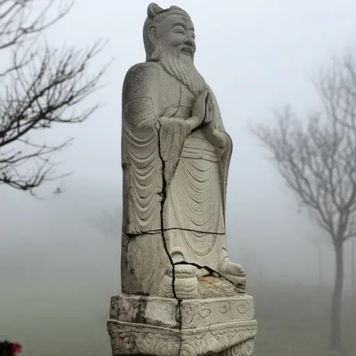 污染正慢慢地使这些历史悠久的石雕风化损坏。