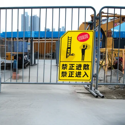 标志上写着要远离建筑工地。