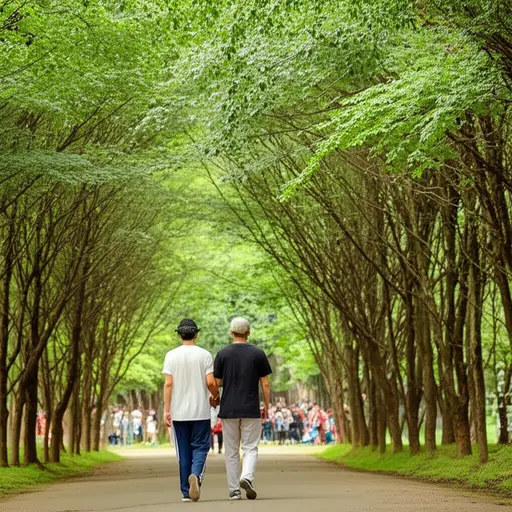 我们避开人群，走了一条安静的小路。