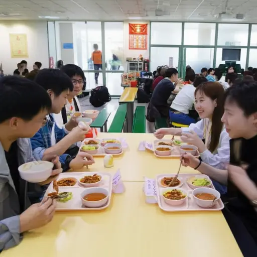 我们经常在大学的食堂一起吃午饭。